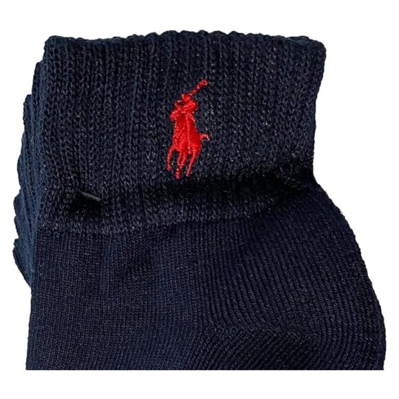 Polo Ralph Lauren Quarter Ankle Socks 6 Pair Pack Navy Blue Red Pony Classic Spo - Picture 4 of 4